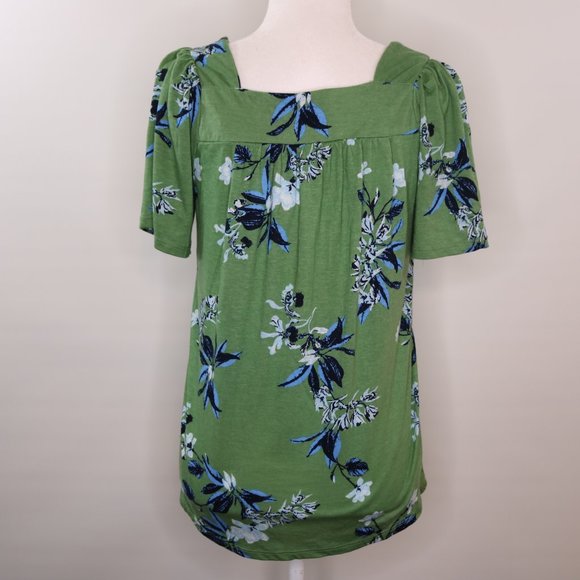 Lucky Brand Green Floral Print Square Neck Top - Picture 4 of 10
